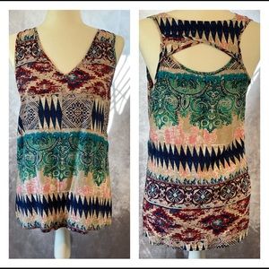 Fun 2 Fun Lightweight tribal print multicolored tank